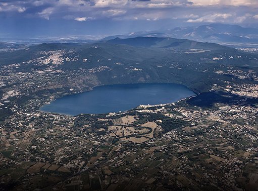 Panoramic view of Albano lake (Castel Gandolfo, Rome)